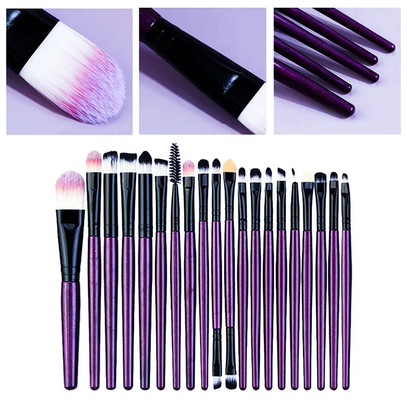 Conjunto de pincéis de maquiagem com 20 peças, pincel delineador, pincel de mistura, pincéis de maquiagem para bochechas, pincel de base cosmética para olhos, conjunto de pincéis de maquiagem